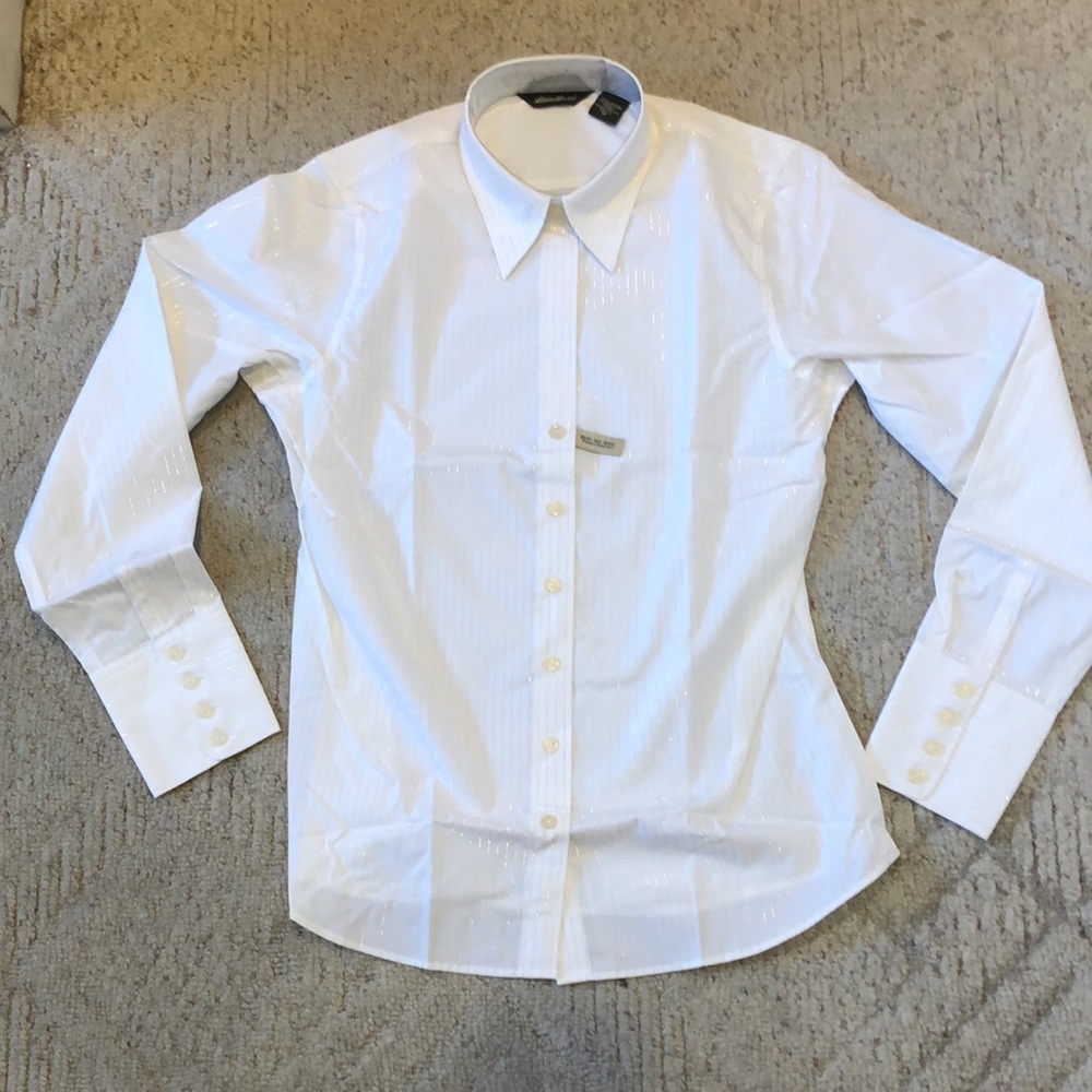 Eddie Bauer Wrinkle Resistant Sparkle Stripe Blouse